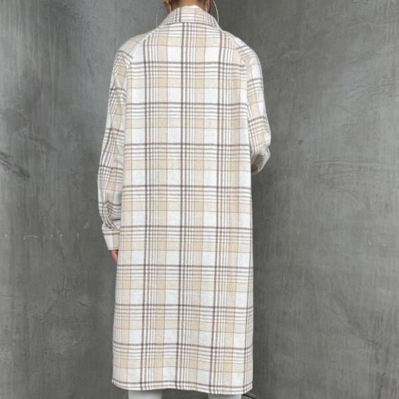 CASUAL DOLLZ Plaid Print long Coat - Picture 5 of 6
